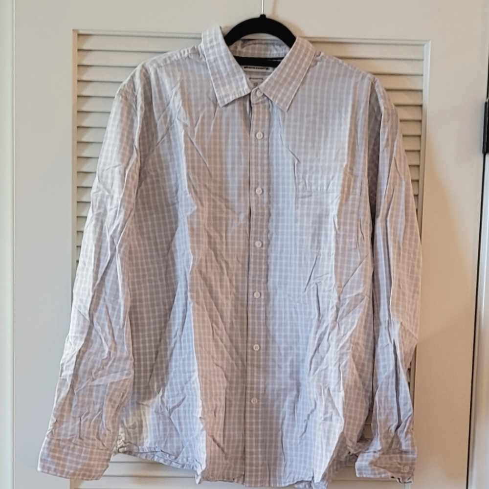 Amazon Essentials - (NWOT) Men's 100% Cotton Grey & White Checkered Dress Shirt